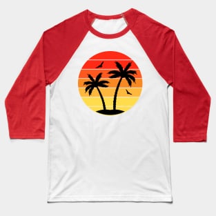Vintage Colorful  beach sunset palm trees Baseball T-Shirt